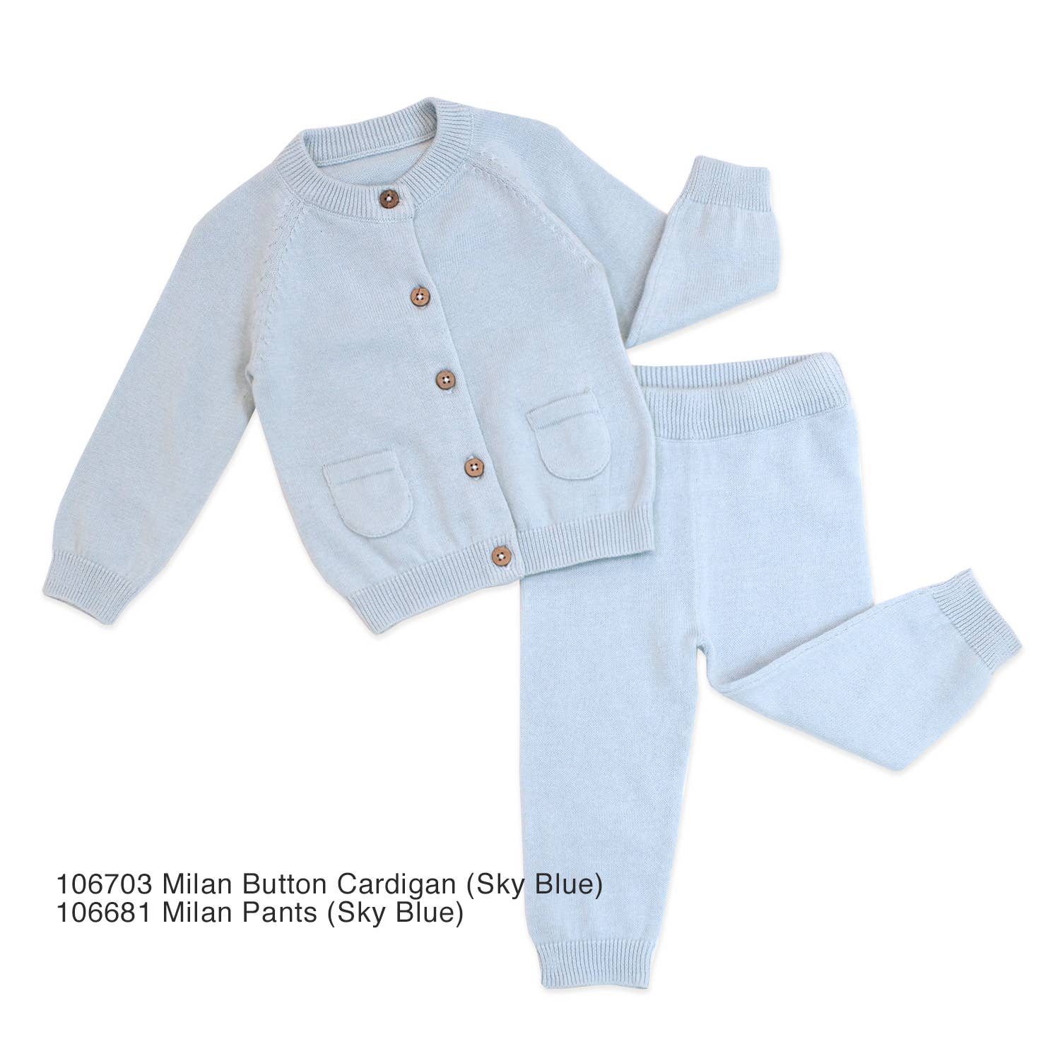 Milan Button Cardigan Sweater Blue (Organic Cotton)