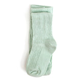 Little Stocking Co. Mint Cable Knit Tights