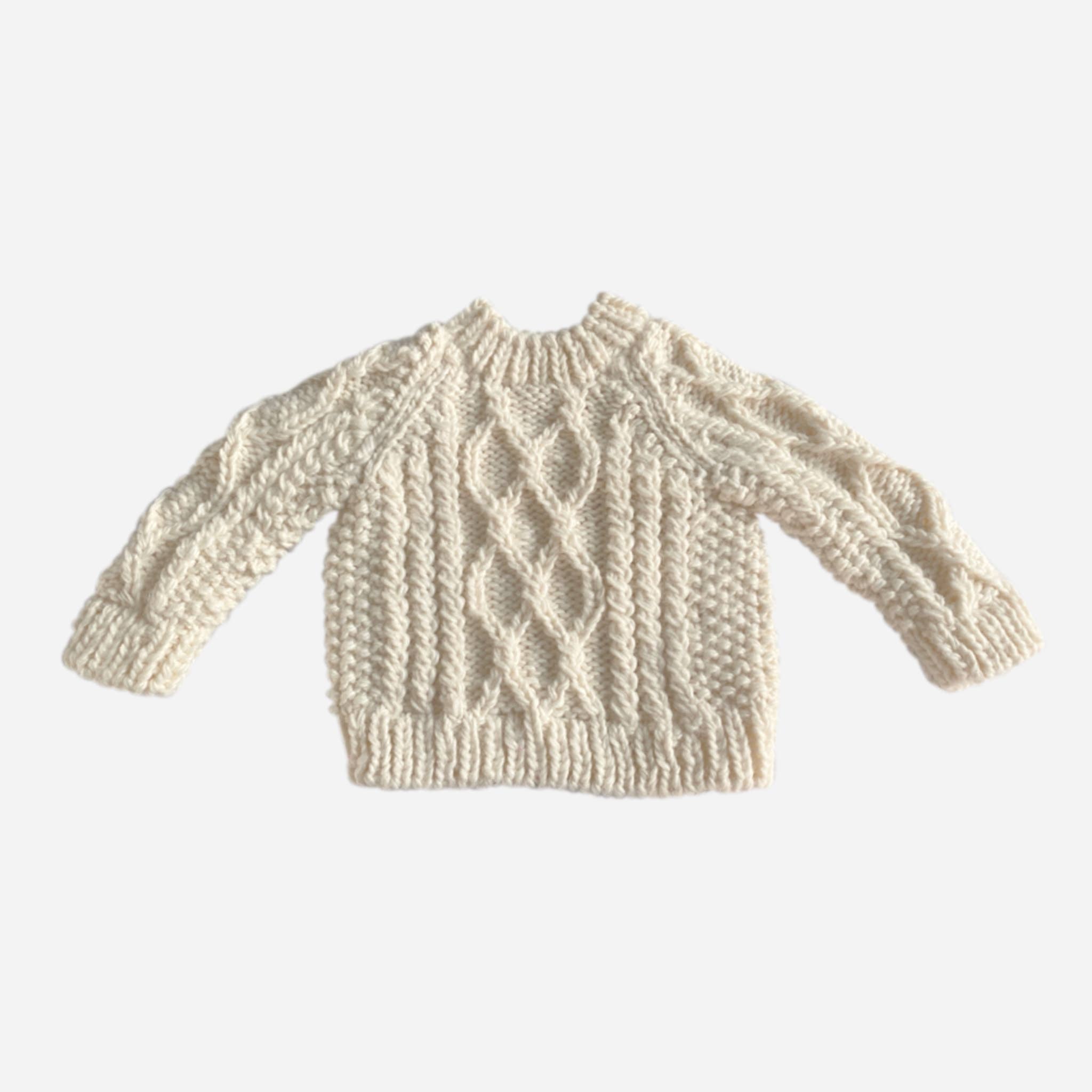 Fisherman Sweater, Cream Baby Kids Clothing Apparel Winter: XS 6-12m