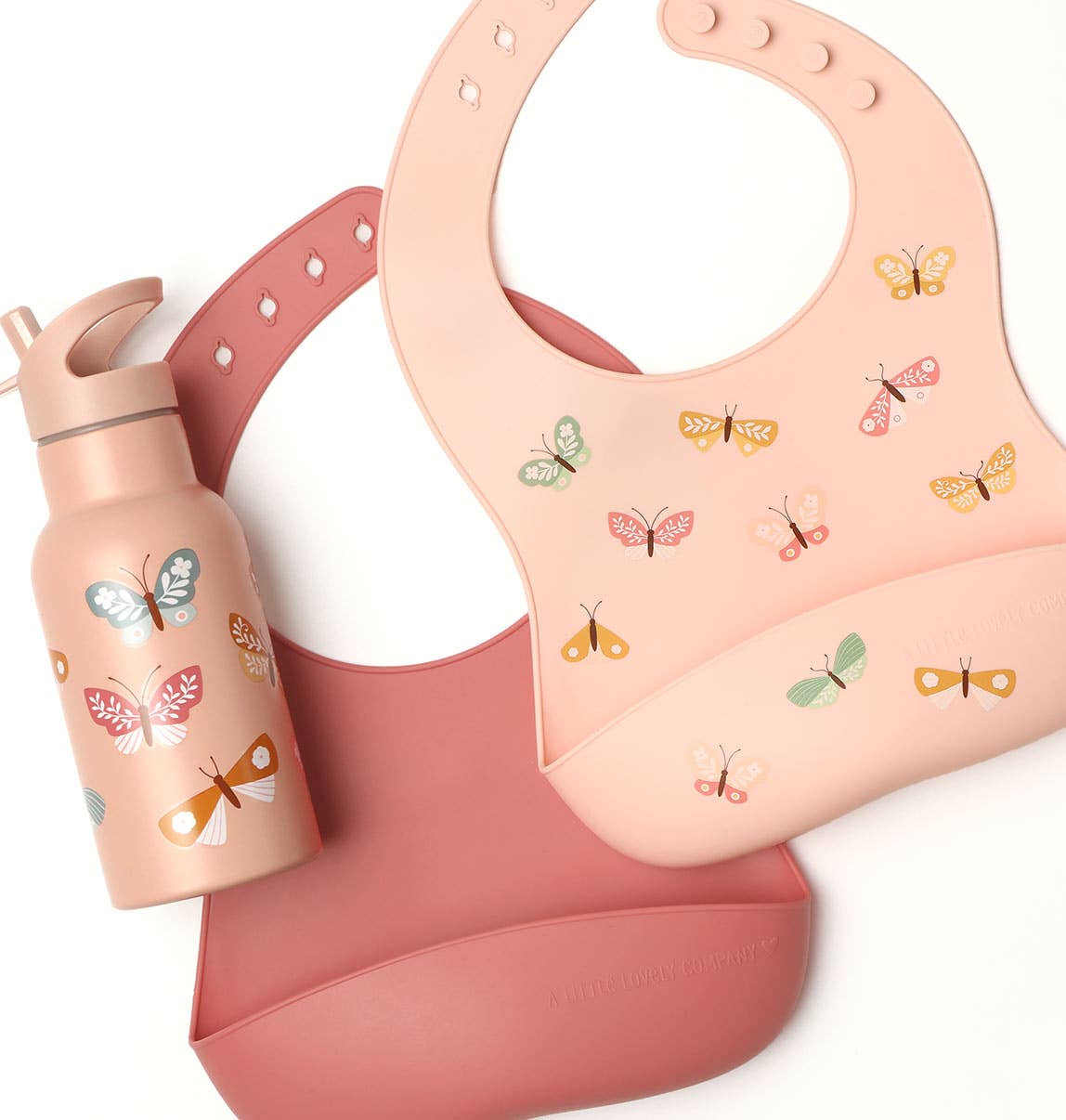 Silicone bib set of 2: Butterflies