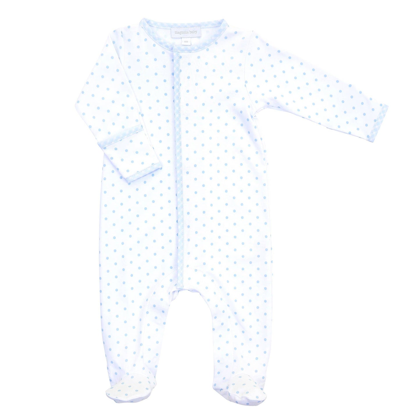 Essentials Blue Gingham Dots Footie - Super-Soft Pima Cotton Baby Apparel