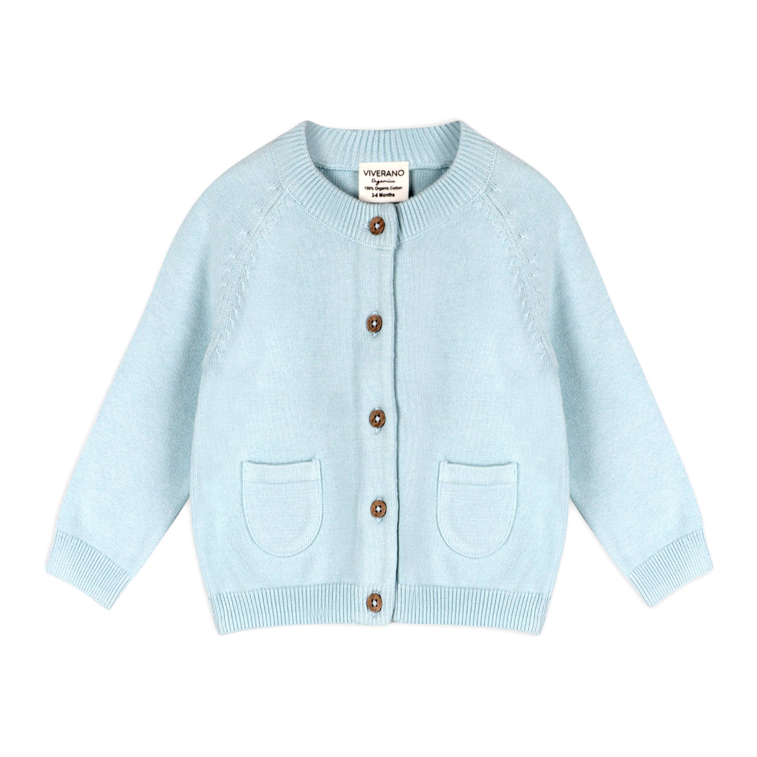 Milan Button Cardigan Sweater Blue (Organic Cotton)