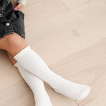 Ivory Lace Top Knee High Socks