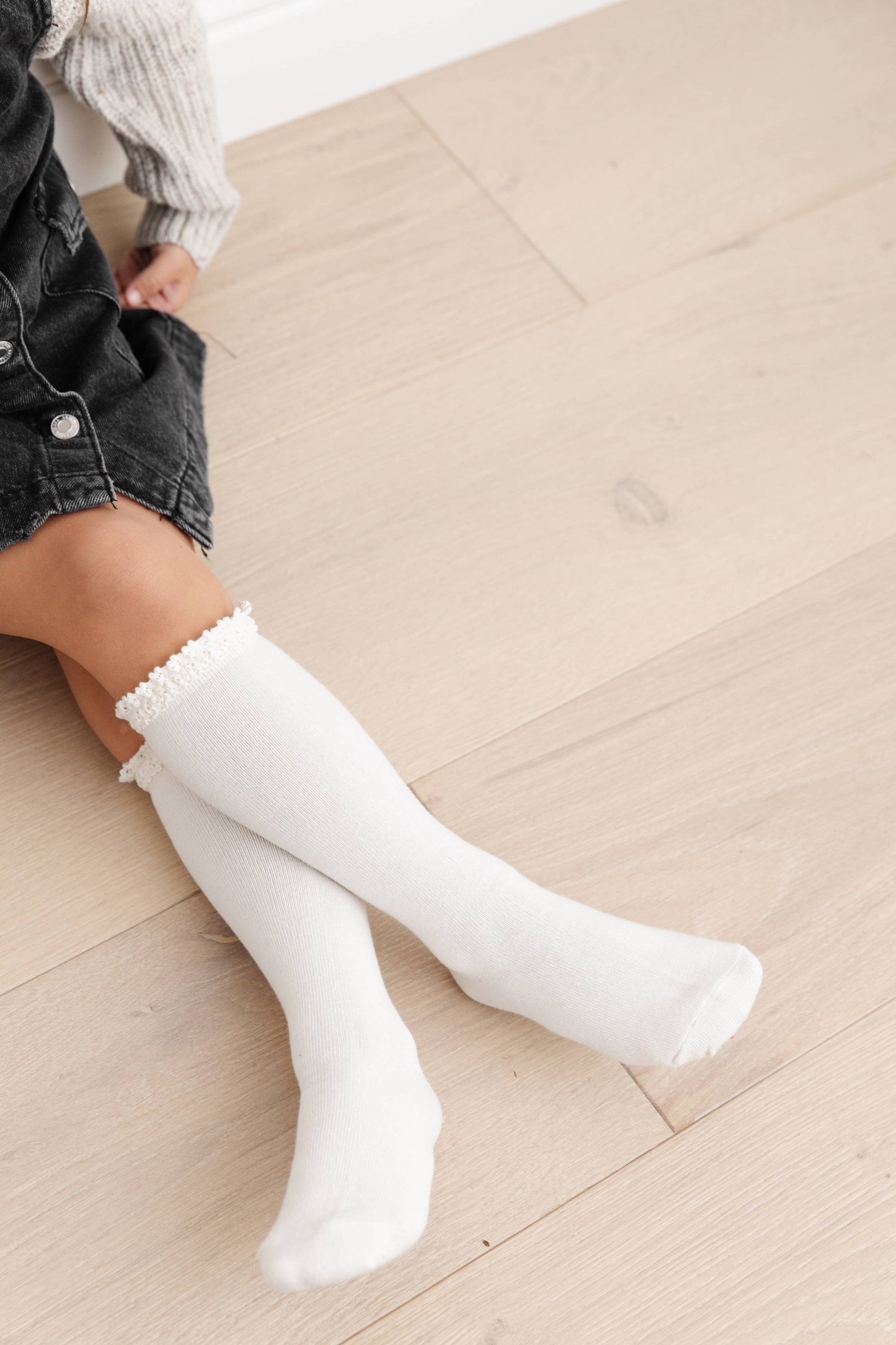 Ivory Lace Top Knee High Socks