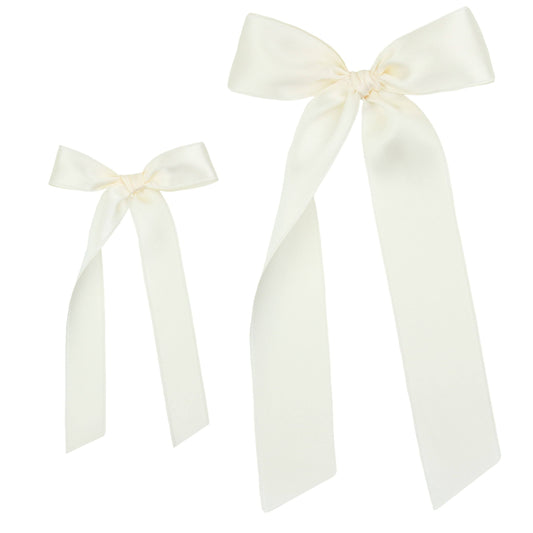 Satin Bow Alligator Clip - Cream