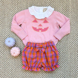 Isabelle's Intarsia Sweater - Sandpearl Pink with Pumpkin Face
