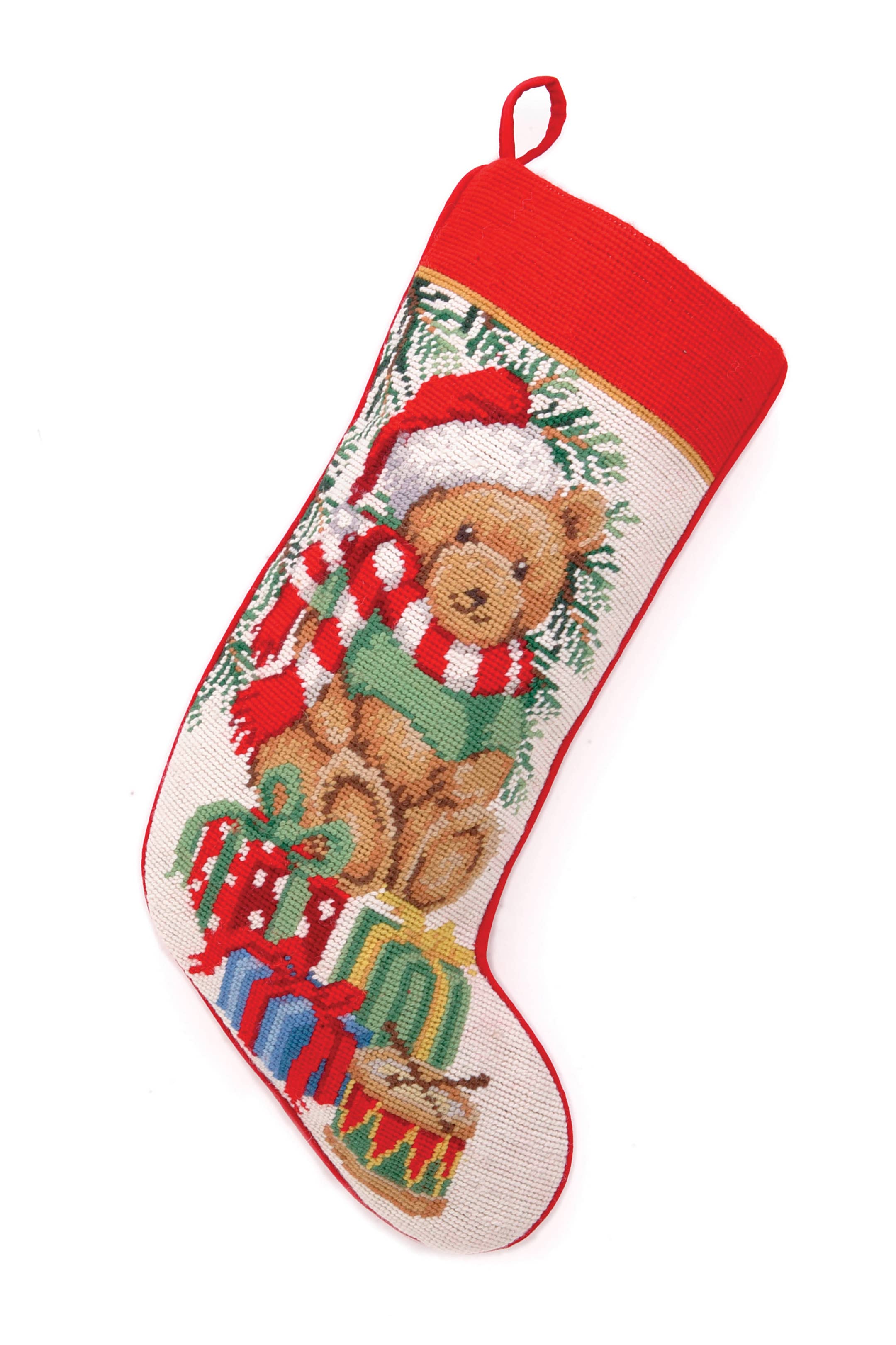 Teddy Bear Needlepoint Stocking