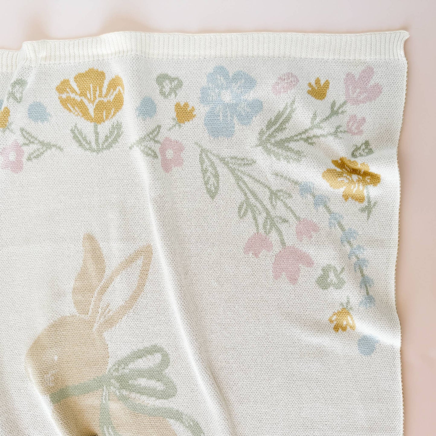 Pastel Bunny Blanket Cotton Baby Decor Gift Spring Summer