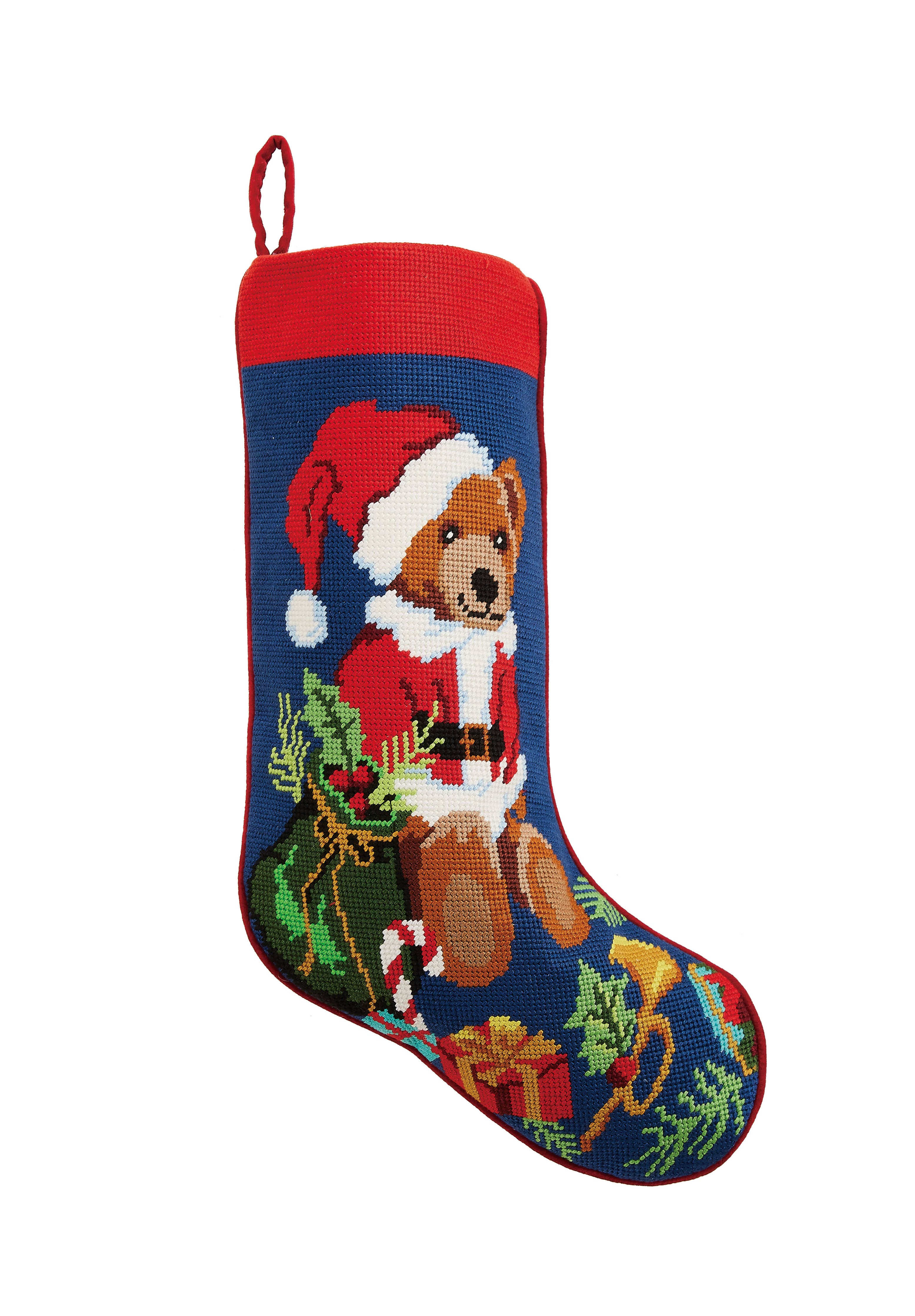 Bear Presents Embroidered Stocking