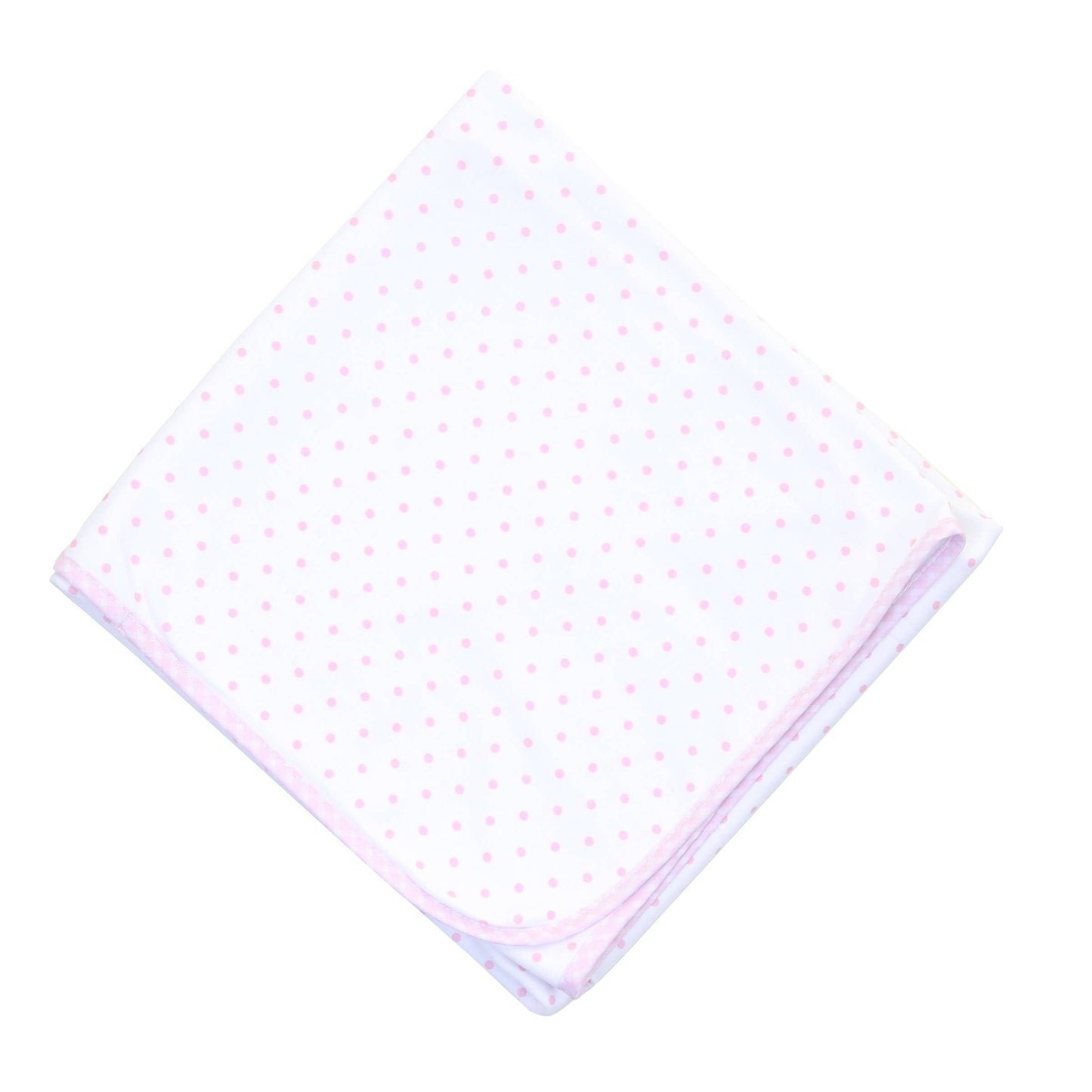 Essentials Pink Gingham Dots Blanket: One Size / Pink