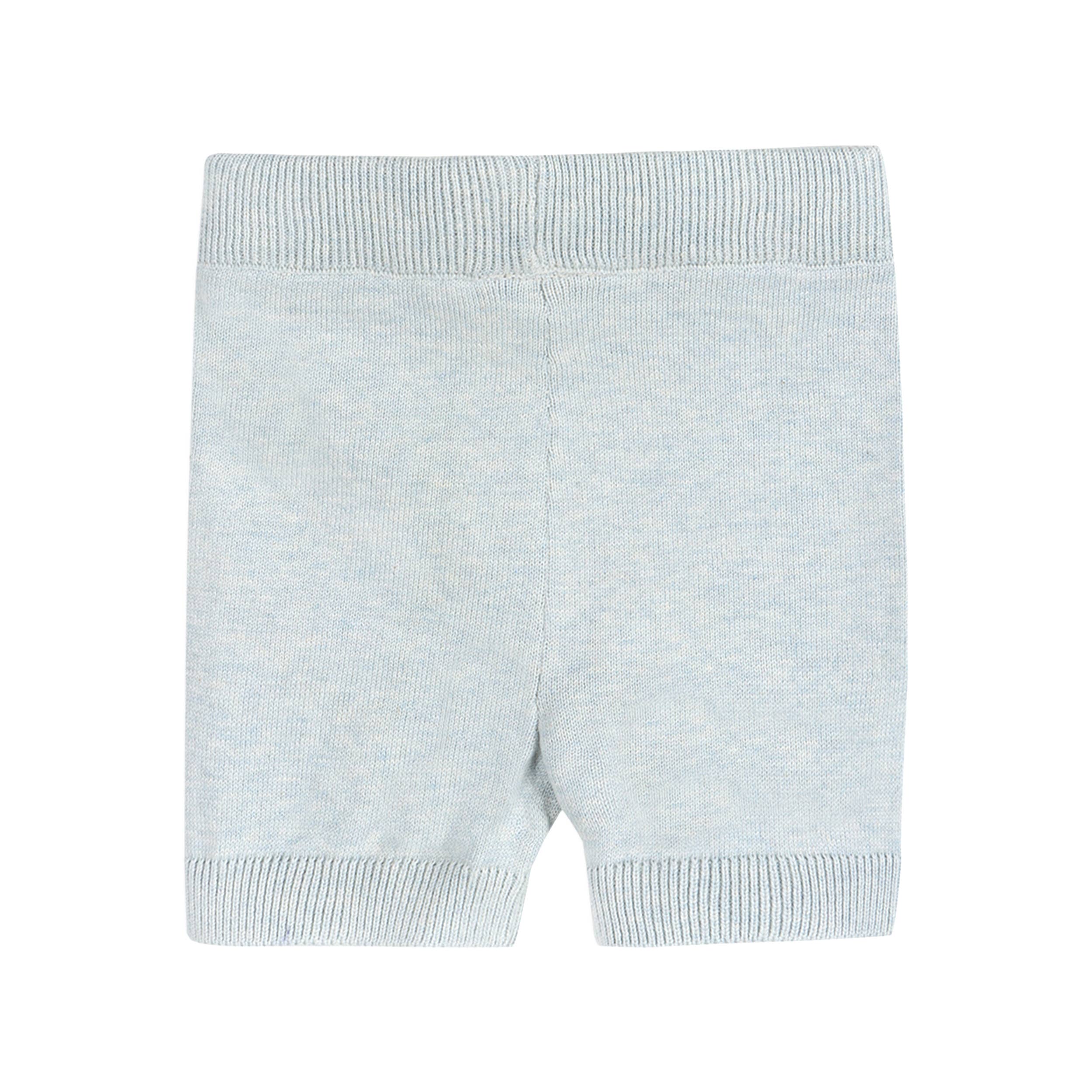 Miles Wave Textured Baby Shirt & Shorts Set (Organic Cotton): Blue Heather