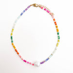 Color Pop - Rainbow Pearl Gemstone Bead Necklace
