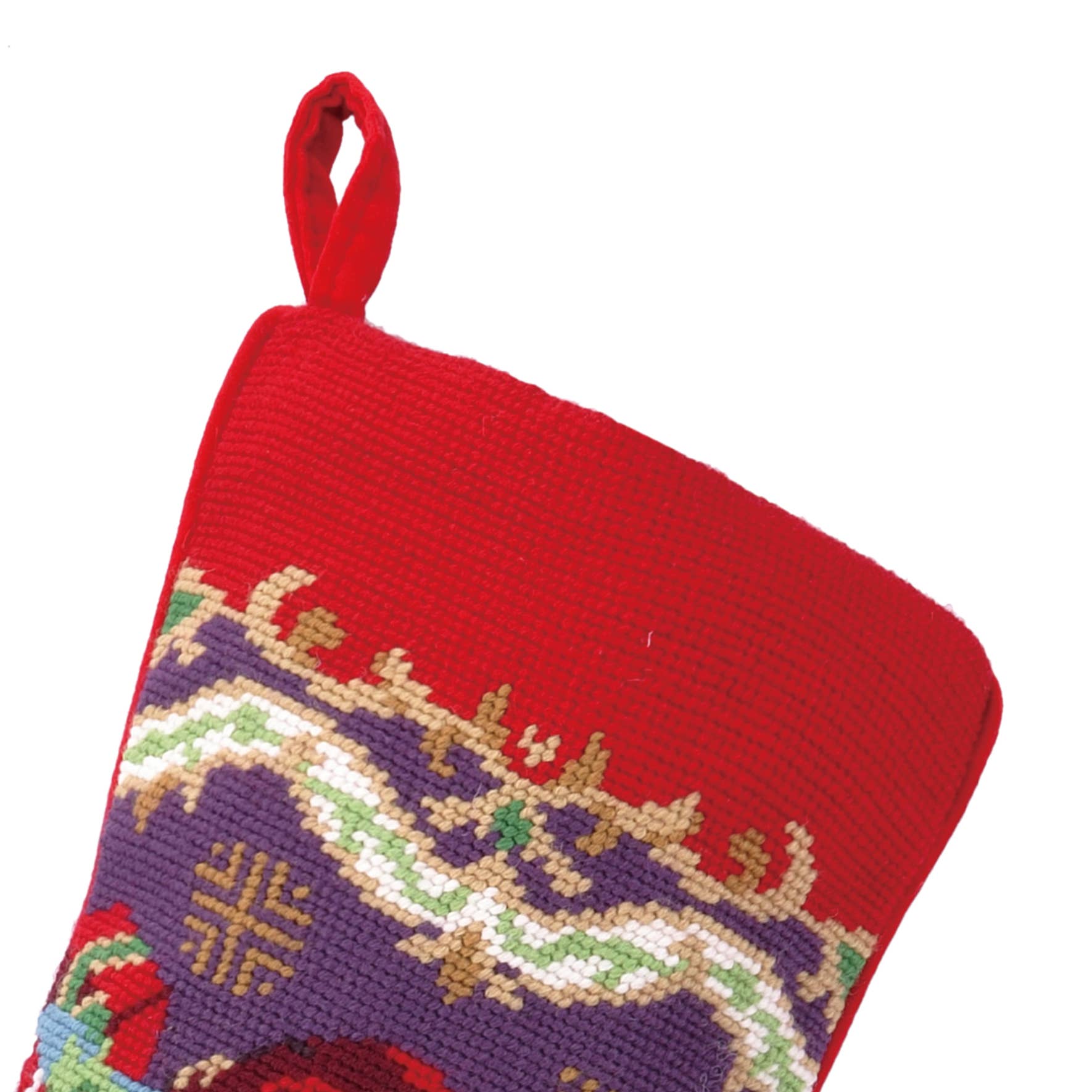 Santa needlepoint Christmas stocking by Peking Handicraft, detail