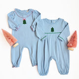 LS Ramona Ruffle Romper - Christmas Tree