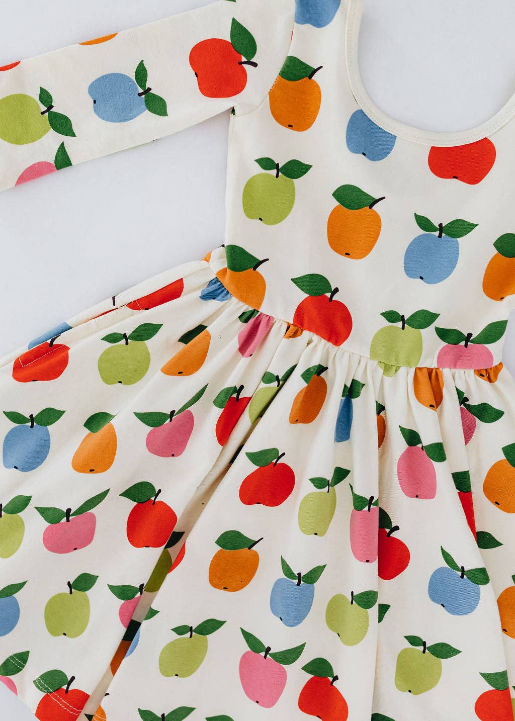 3/4 Sleeve Twirl Dress in Colorful Apples