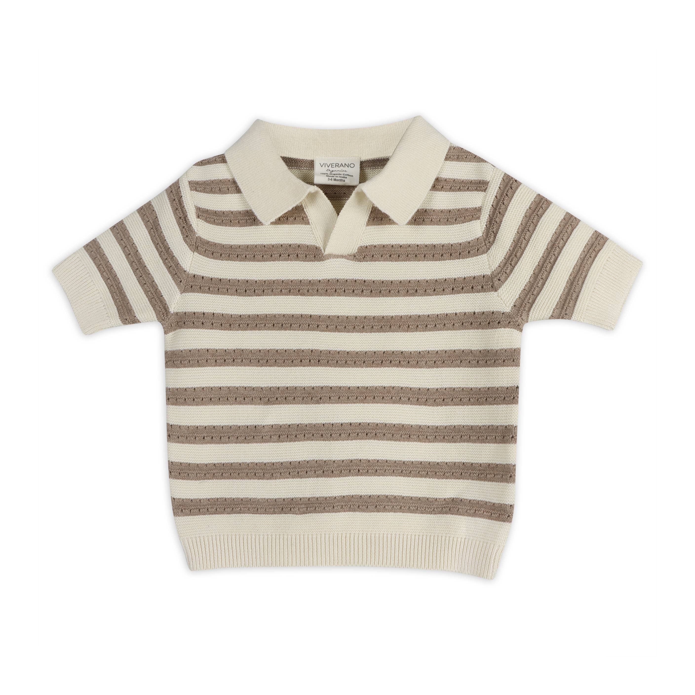 Theo Textured Polo Shirt & Shorts Set (Organic Cotton): Natural