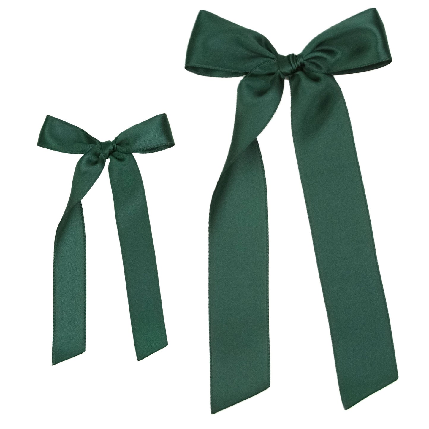 Satin Bow Alligator Clip - Evergreen