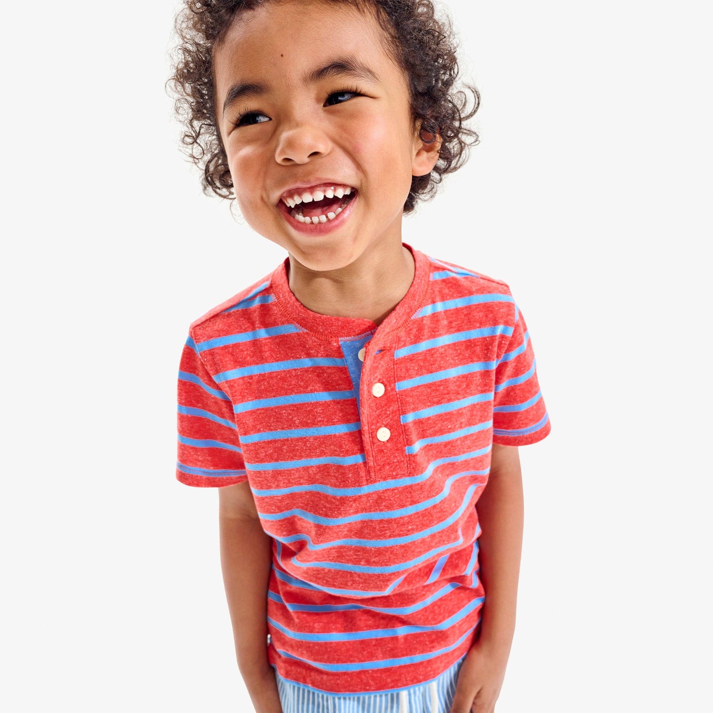 Heathered Henley Tee In Stripe