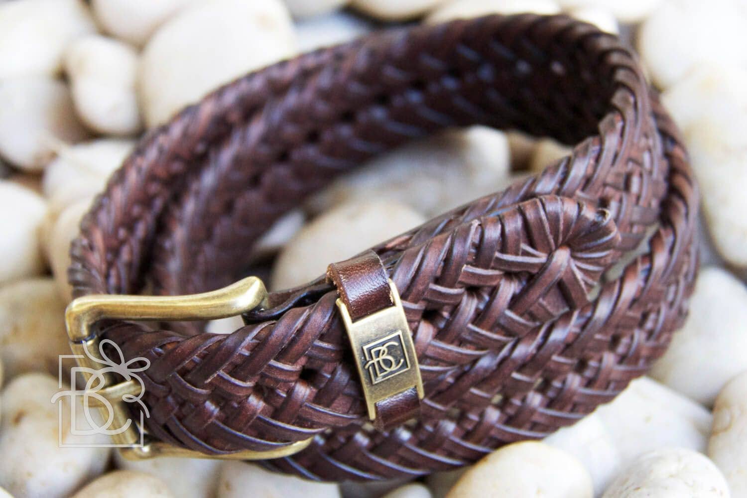 Braided Leather Belt - Brown