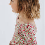 3/4 Sleeve Twirl Dress in Crimson Flora: Crimson Flora