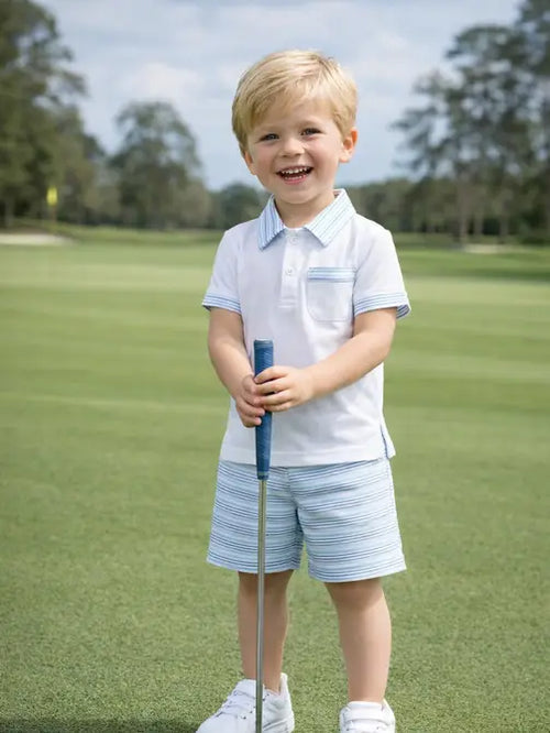 Blue Spring Flowers- Boy's Short Set