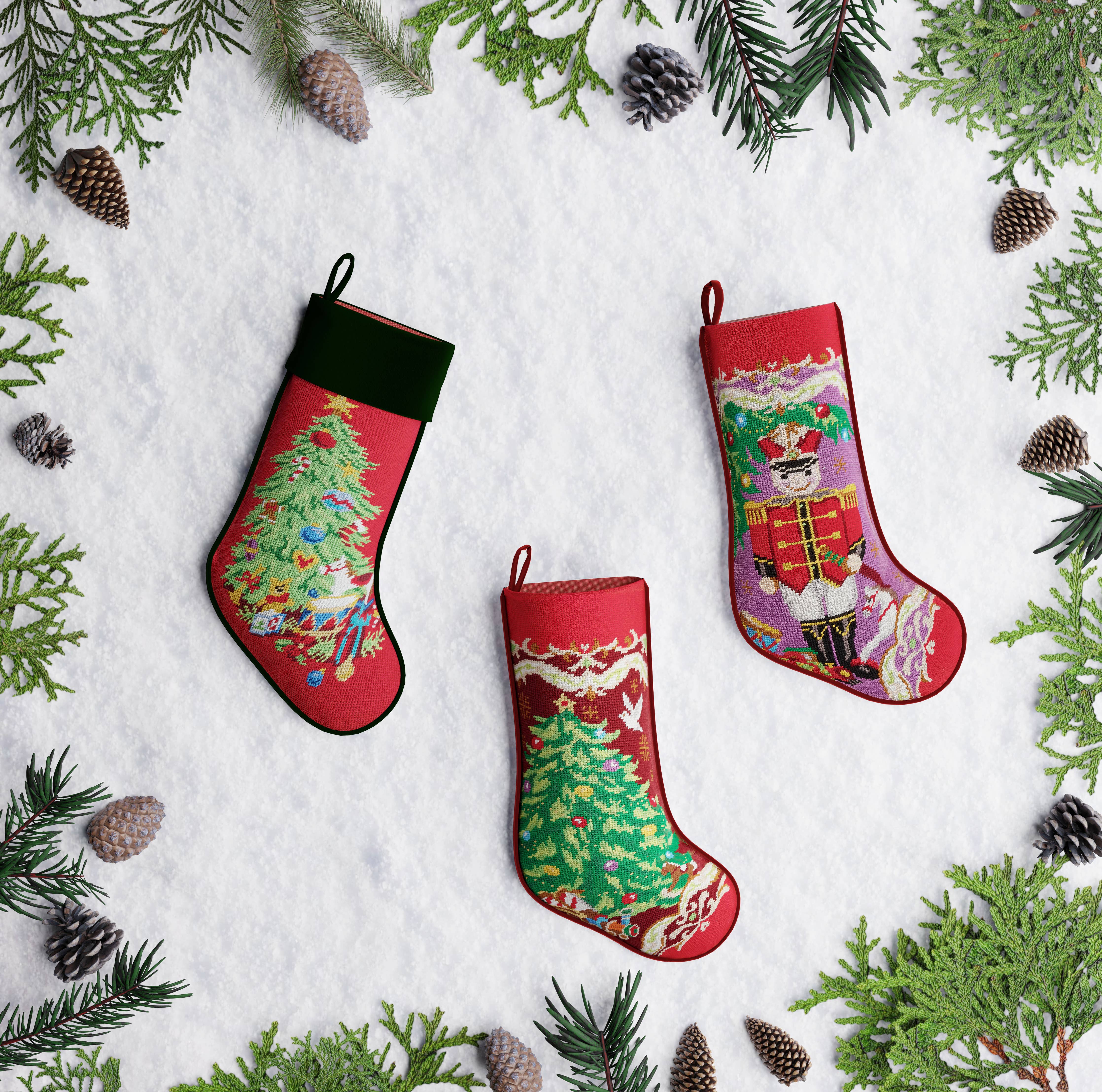 Christmas Tree Embroidered Stocking