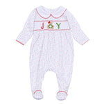 Christmas Joy Classics Red Girl Smocked Collared Girl Footie