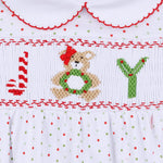 Christmas Joy Classics Red Girl Smocked Collared Girl Footie