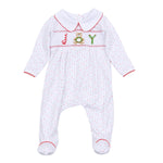 Christmas Joy Classics Red Boy Smocked Collared Boy Footie