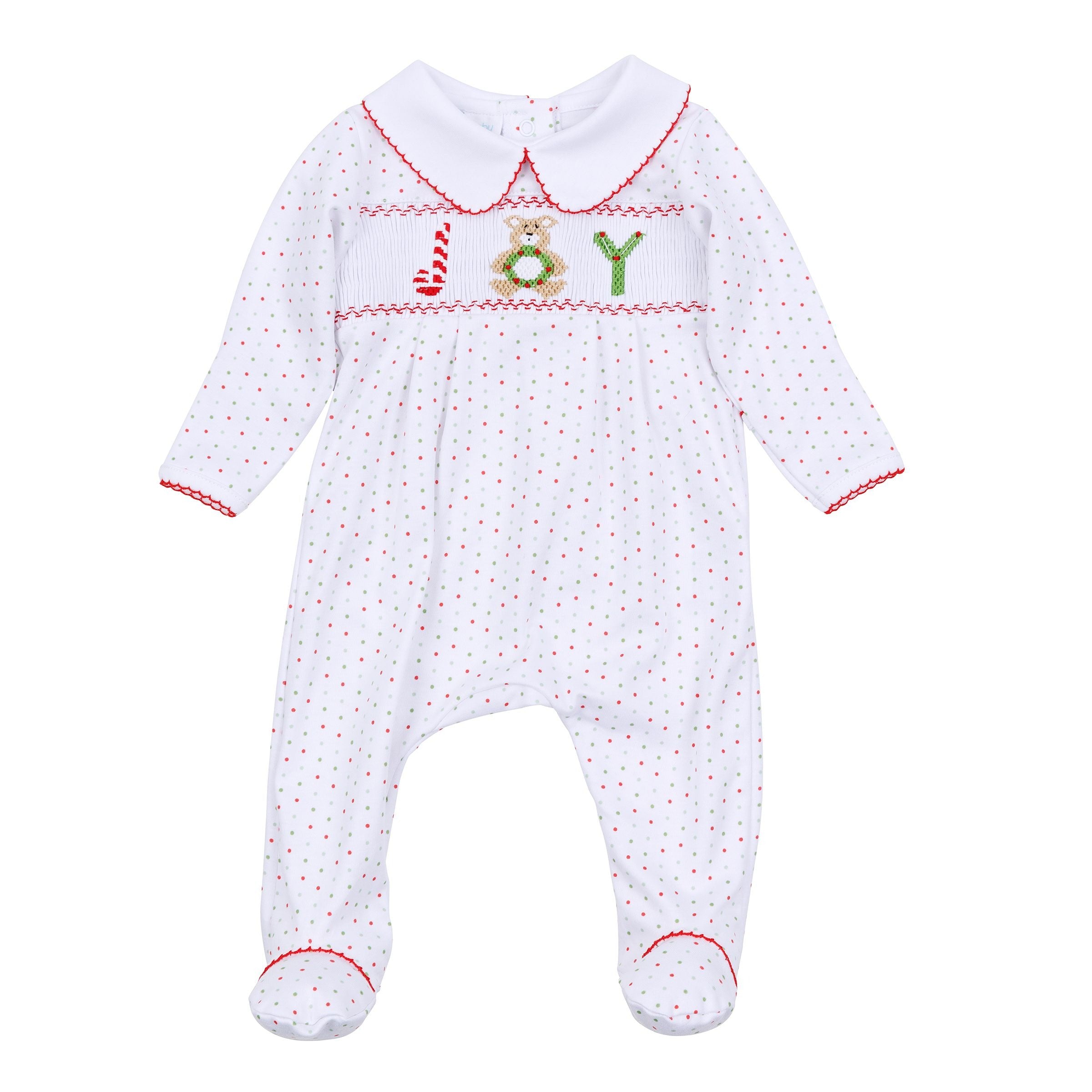 Christmas Joy Classics Red Boy Smocked Collared Boy Footie