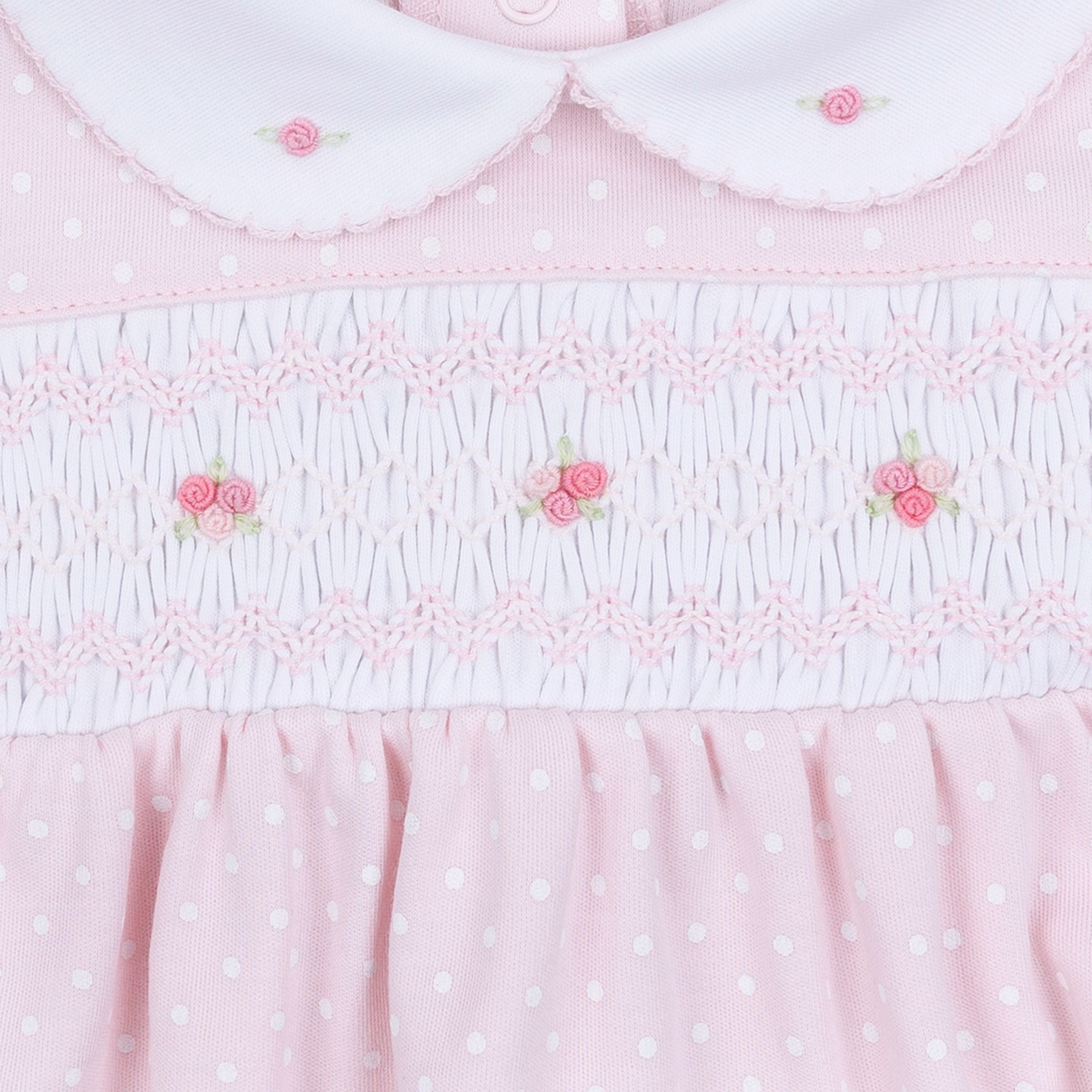 Mia and Luca's Classics Pink Smocked Collared Footie