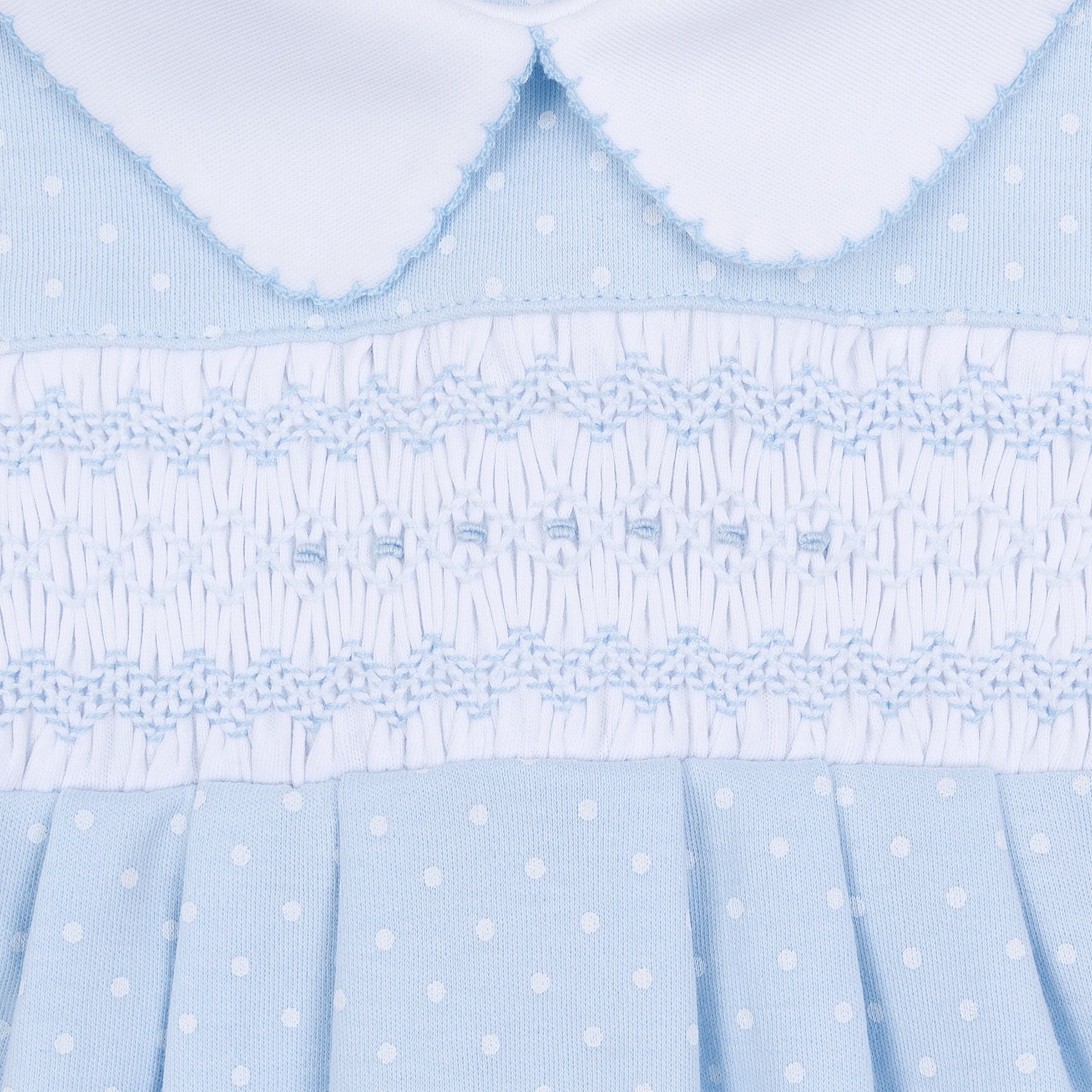 Mia and Luca's Classics Light Blue Smocked Collared Footie