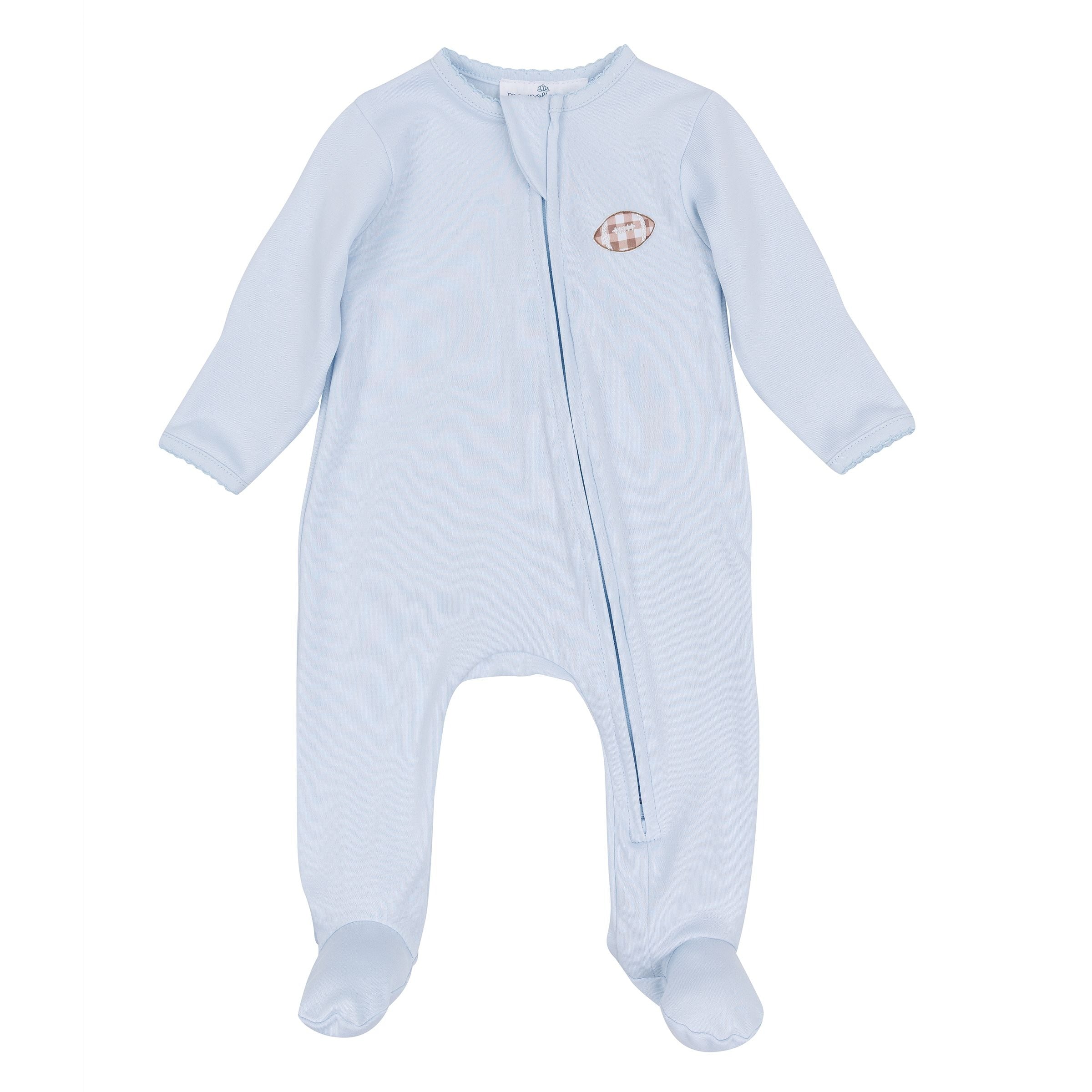 Tiny Tailgater Light Blue Zip Footie