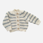 Rib Knit Stripe Cardigan, Bowie Grey Baby Kid Sweater Fall: NB 0-6m