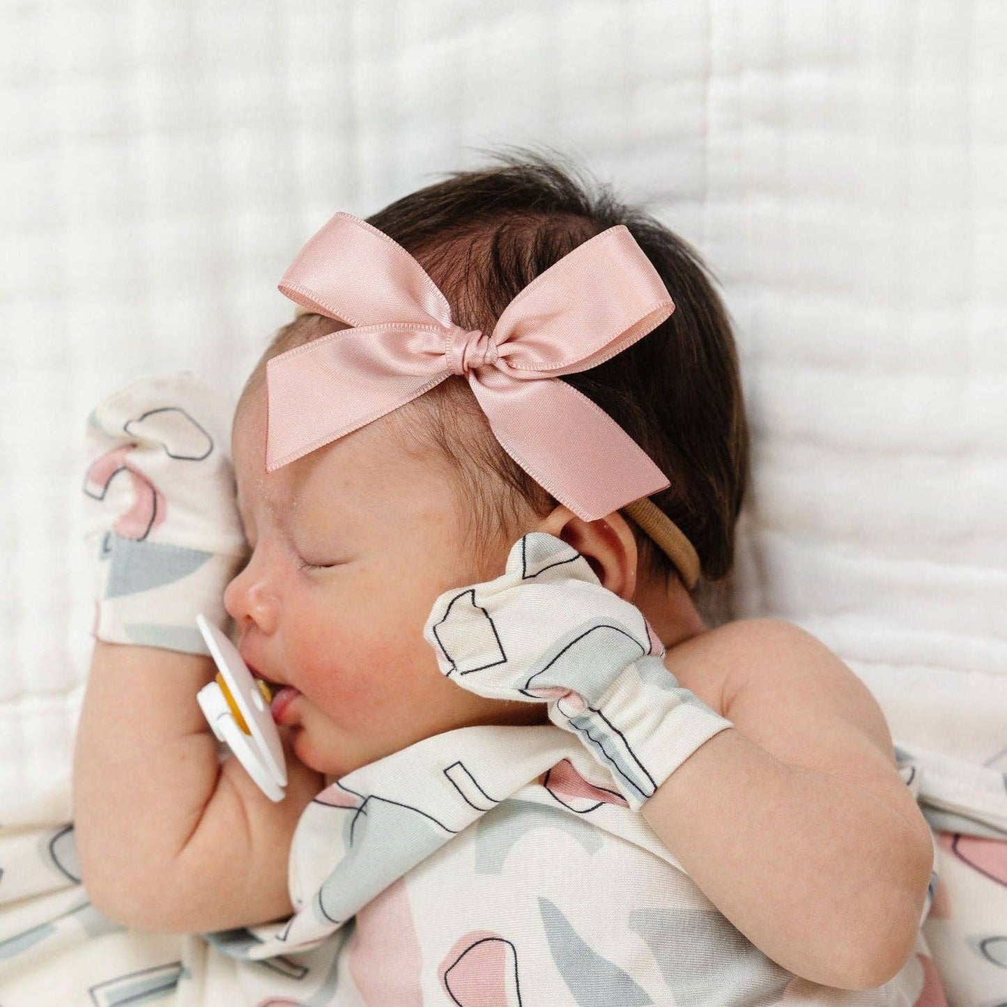 Satin Bow Headband - French Pink