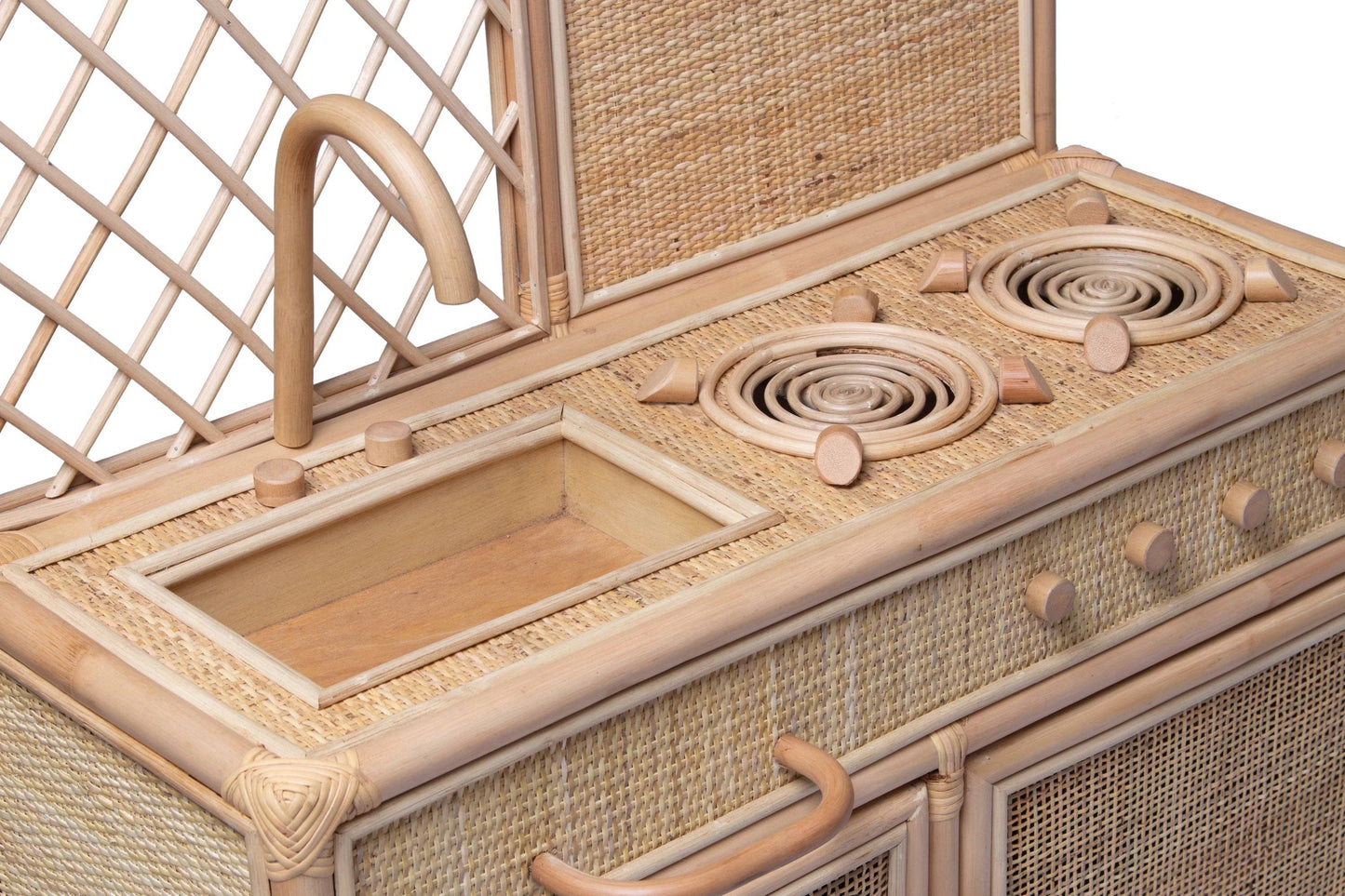 Rattan Kids Play Kitchen