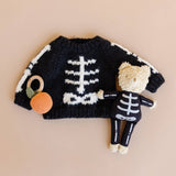 Skeleton Sweater Baby Kid Halloween Costume Fall: Black / XS 6-12m