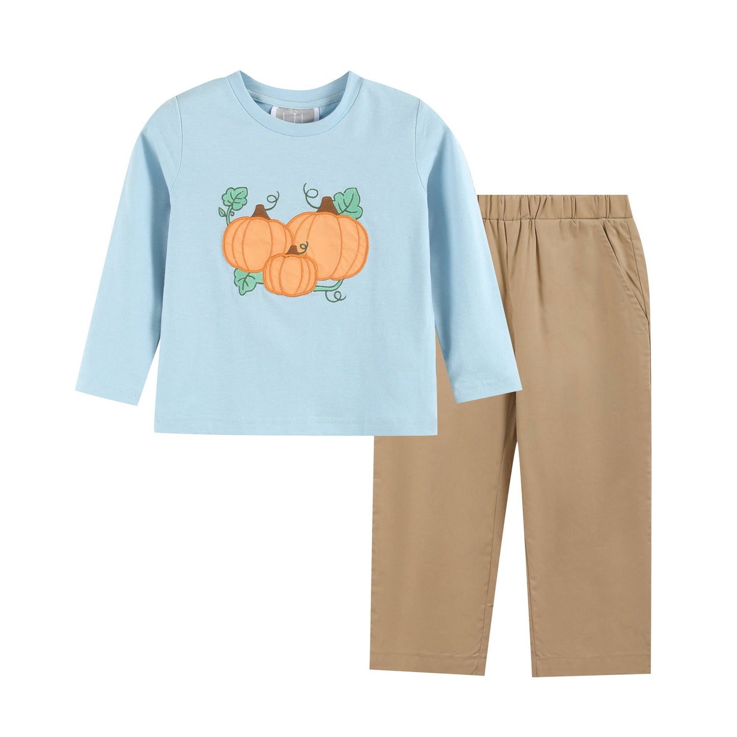 Blue Pumpkin Shirt and Brown Pants Set: 3T