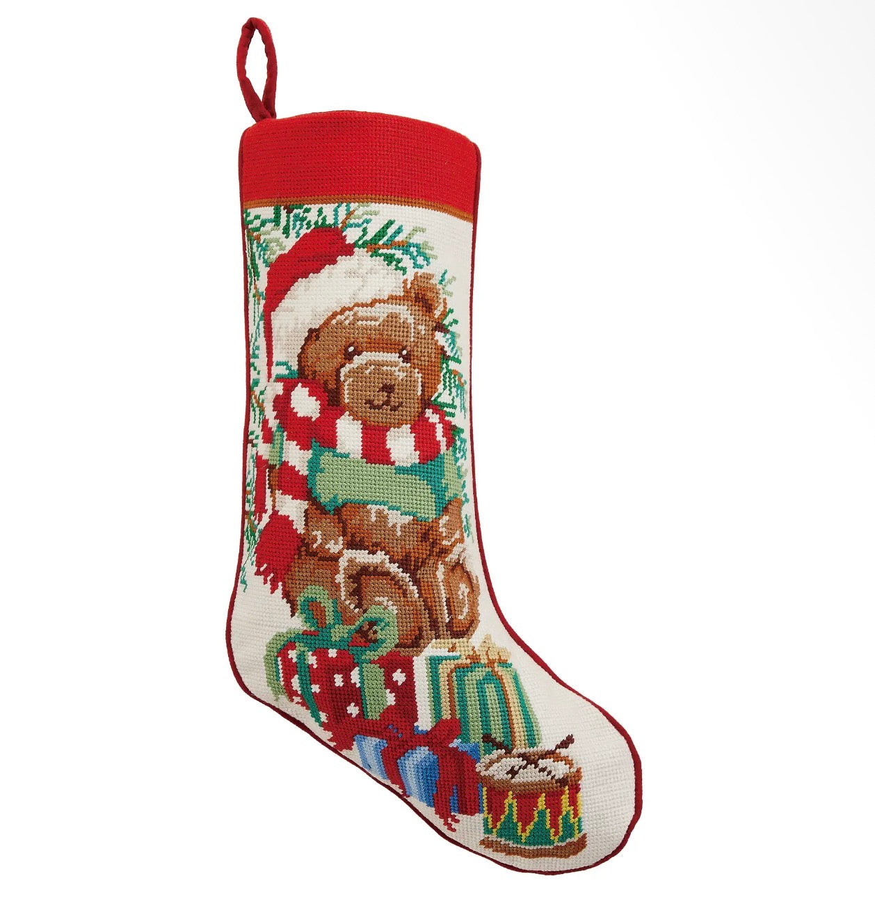 Teddy Bear Embroidered Stocking