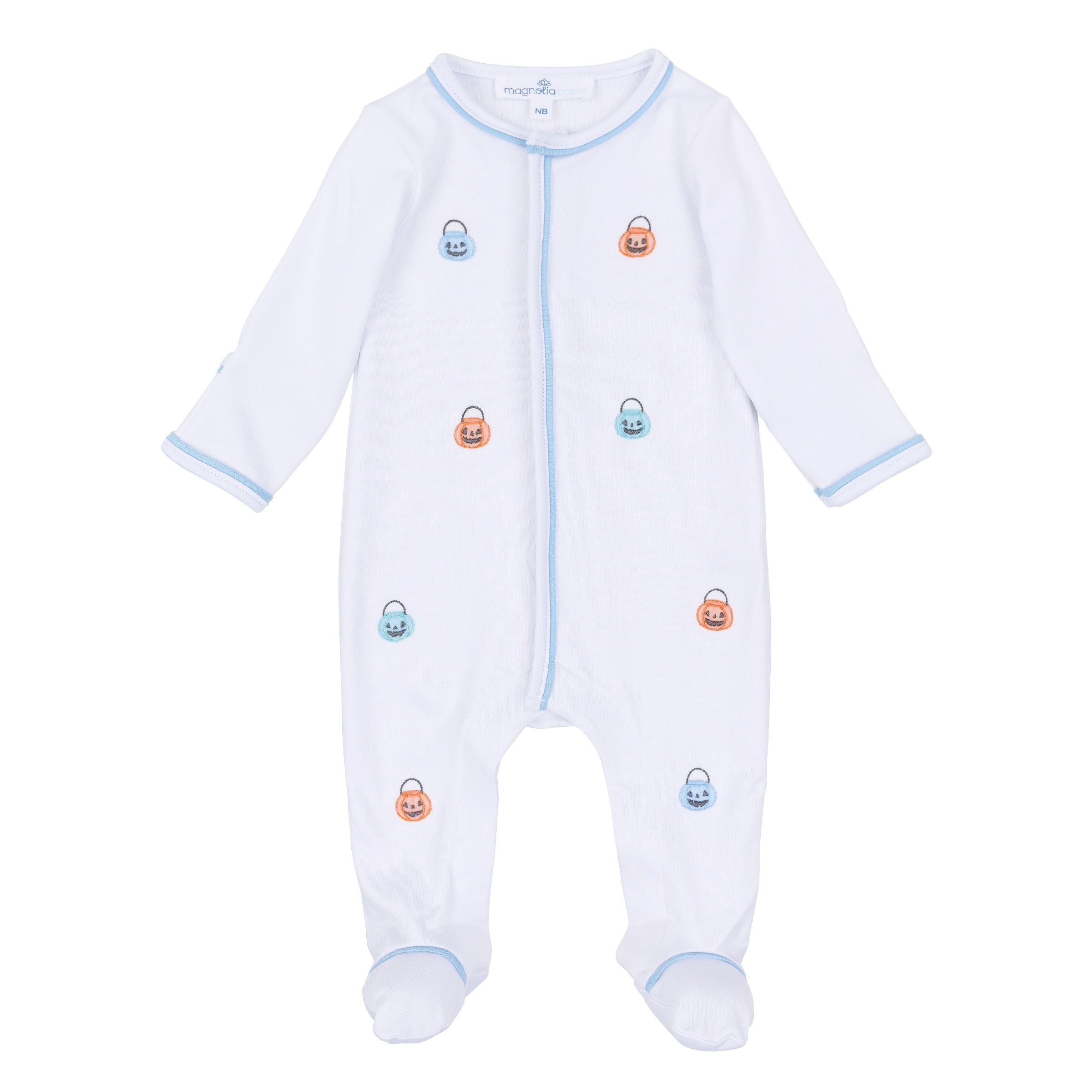 Pumpkin Party Light Blue Footie