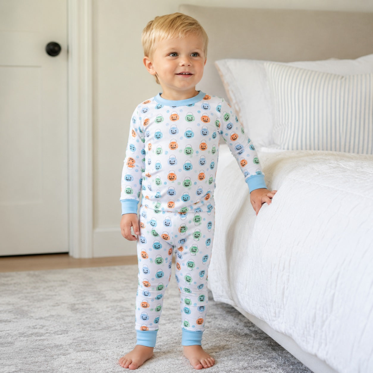 Pumpkin Party Light Blue Toddler Long Pajamas