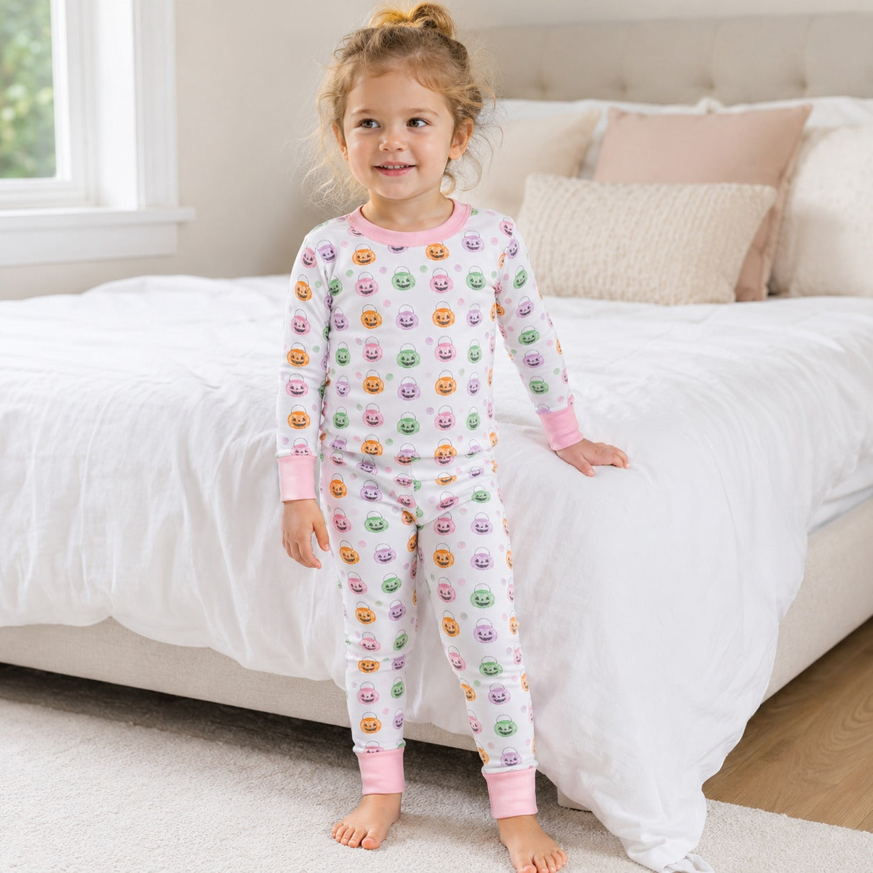 Pumpkin Party Pink Toddler Long Pajamas