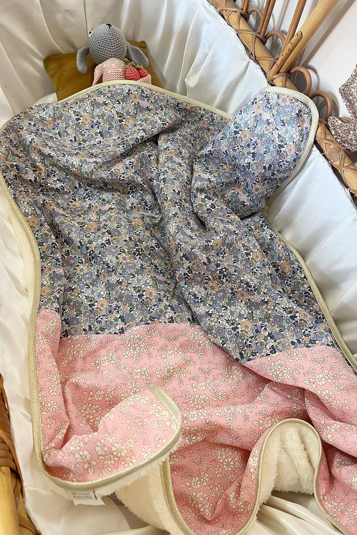 Baby blanket Liberty® fabric and fleece: Andréa