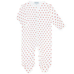 Nella Pima Little Apples pima cotton zipper footie with red apple print