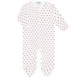 Nella Pima Little Apples pima cotton zipper footie with red apple print