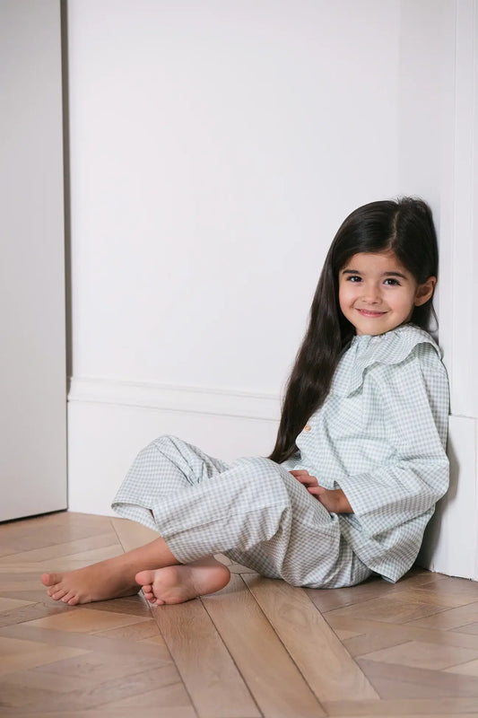 Pyjamas Vichy Green with Collar