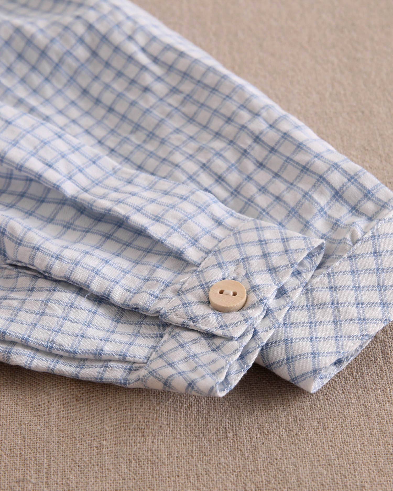 Baby boy set light blue gingham shirt and shorts: 6 Months