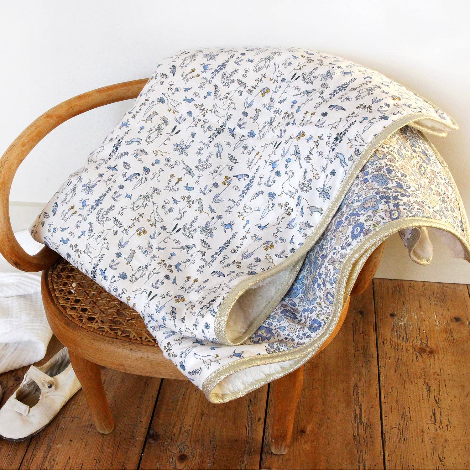 Baby blanket Liberty® fabric and fleece: Andréa