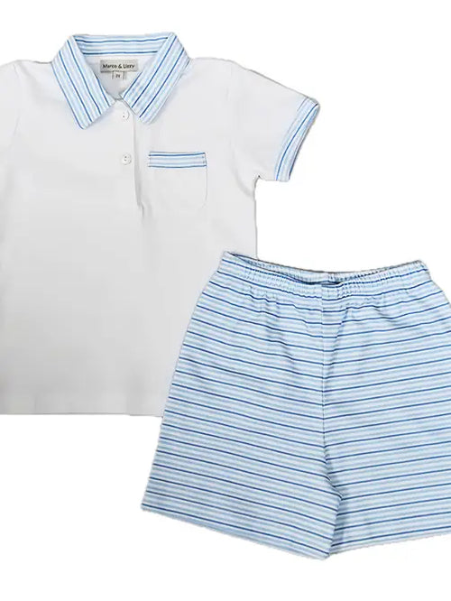 Blue Spring Flowers- Boy's Short Set
