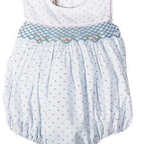 Sweet Spring - Blue Smocked Plumeti Baby Girl Bubble